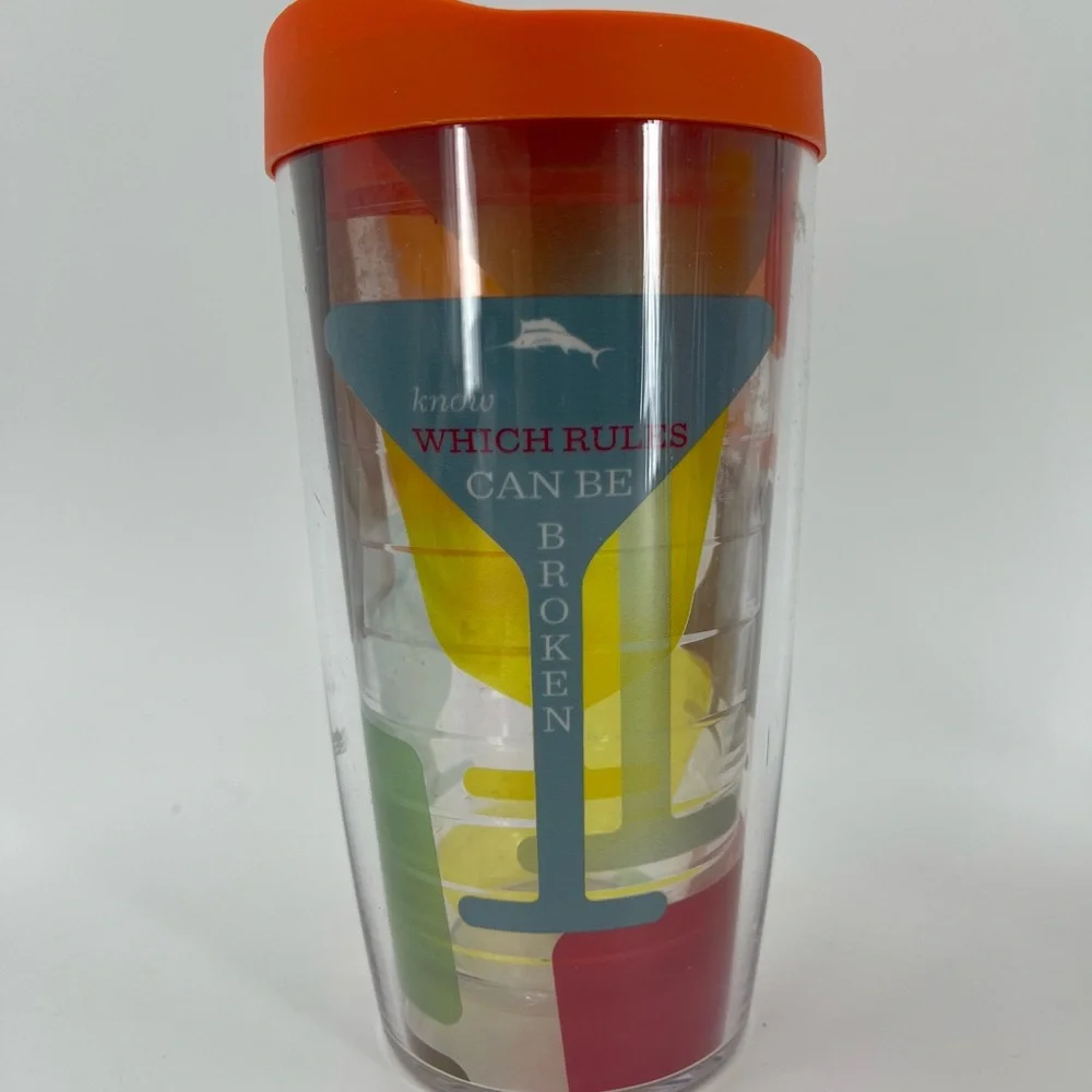 Tommy Bahama Tervis Tumbler 16 Oz Lot of 4 Different Sayings each w/ Travel Lid‎